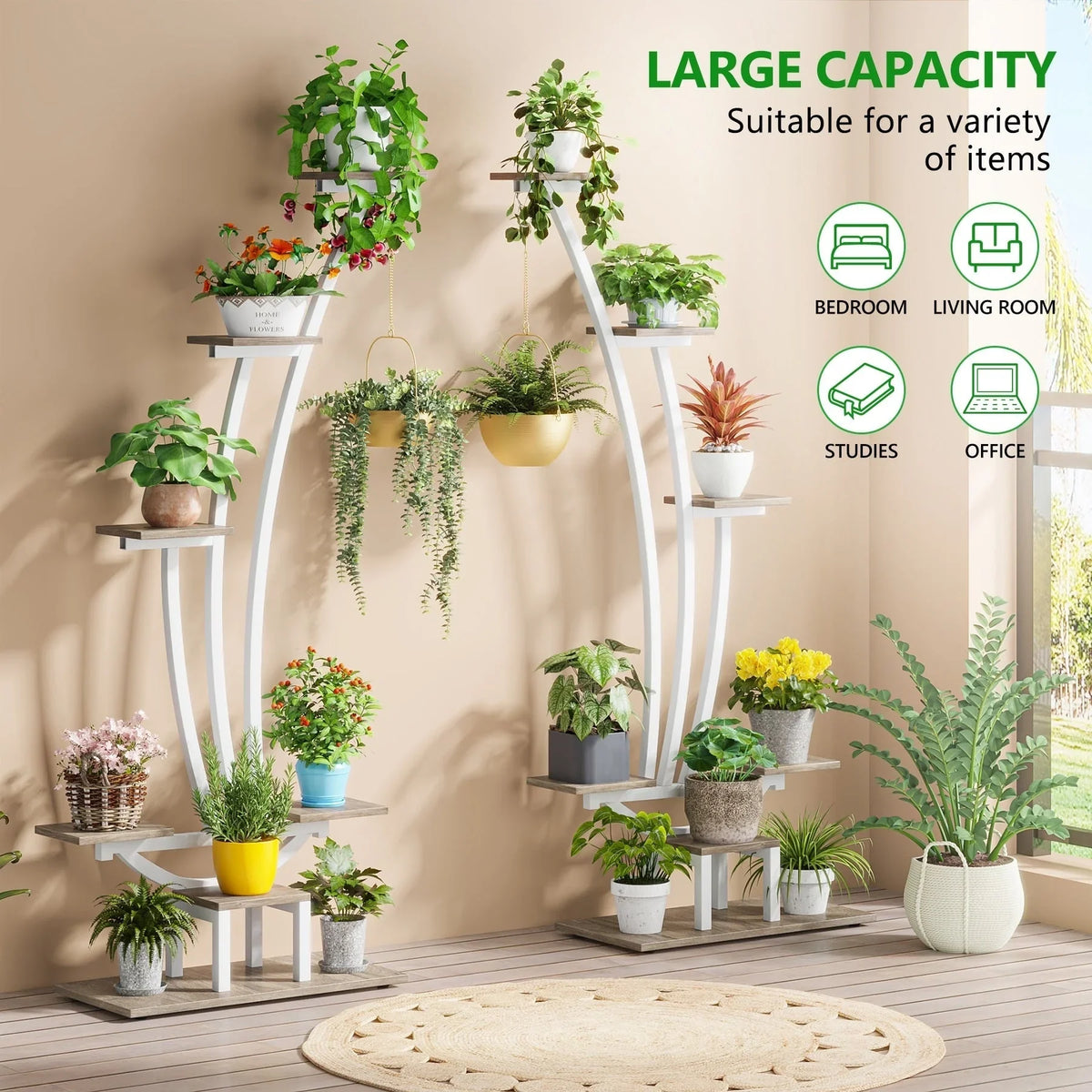 Support pour plantes d’intérieur, présentoir à fleurs à 6 niveaux pour la maison et le jardin - lot de 2