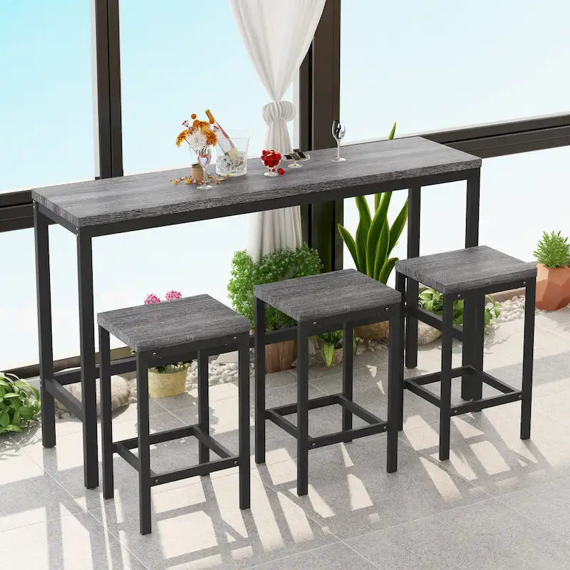 Bartisch-Set mit 3 Hockern