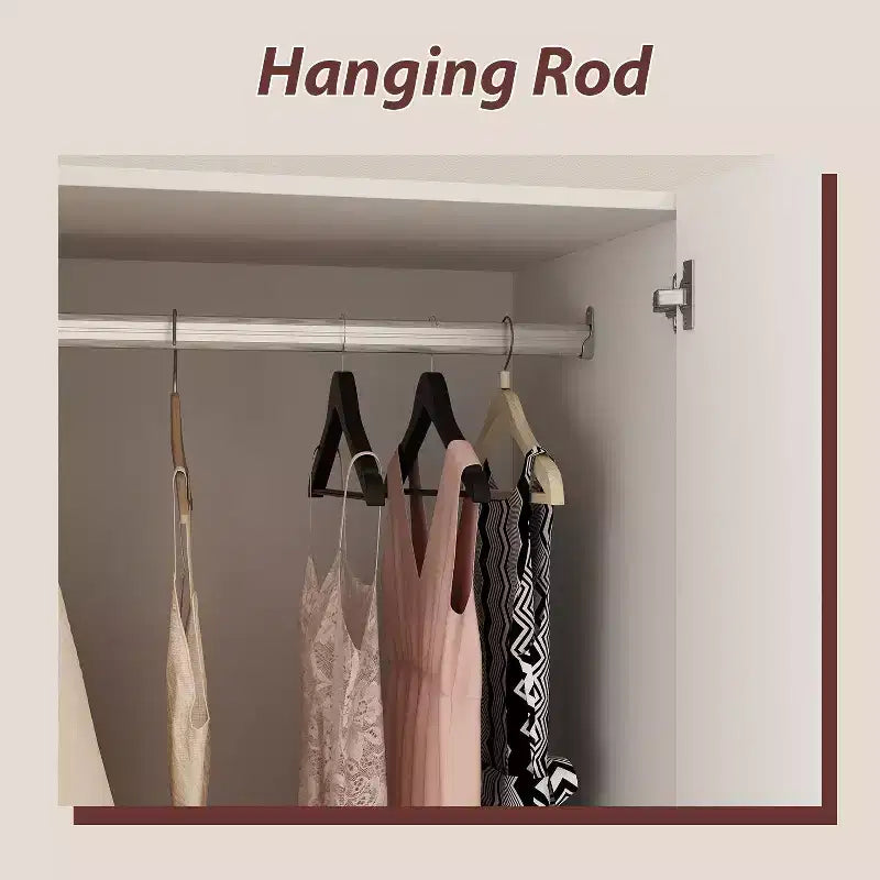 Armoire Hitow avec 2 grands tiroirs, espace central pour suspendre les vêtements et miroir, style minimaliste