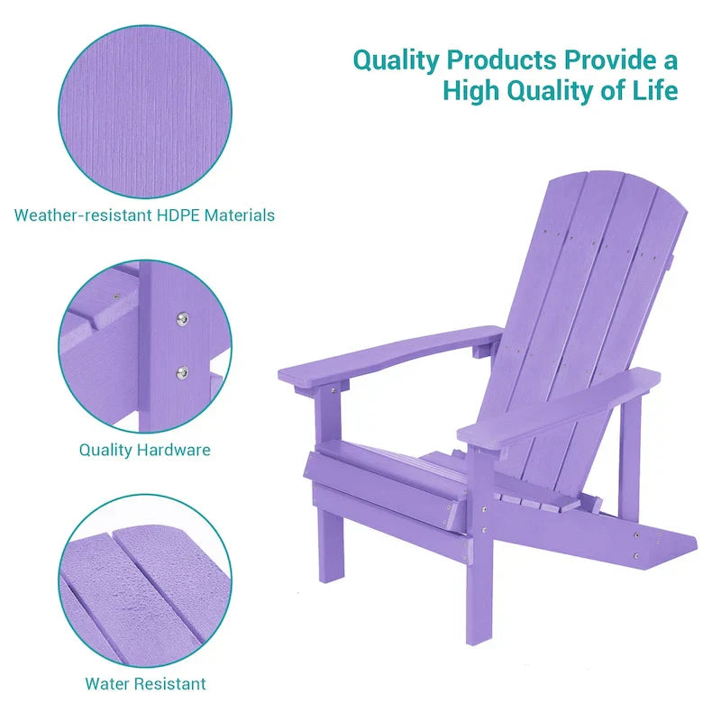 Set di 4 sedie Adirondack da esterno in legno resistente agli agenti atmosferici Bonosuki