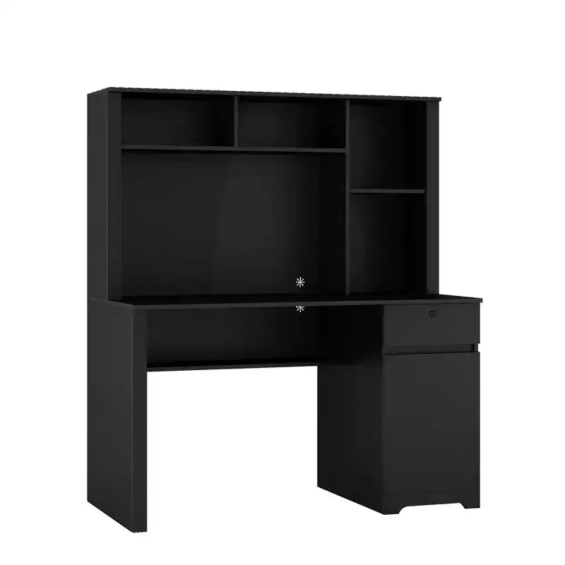 Scrivania moderna per computer da 51.18IN con alzata e libreria, scrivania da ufficio con ampio spazio contenitivo, scrivania per studio e sala lettura