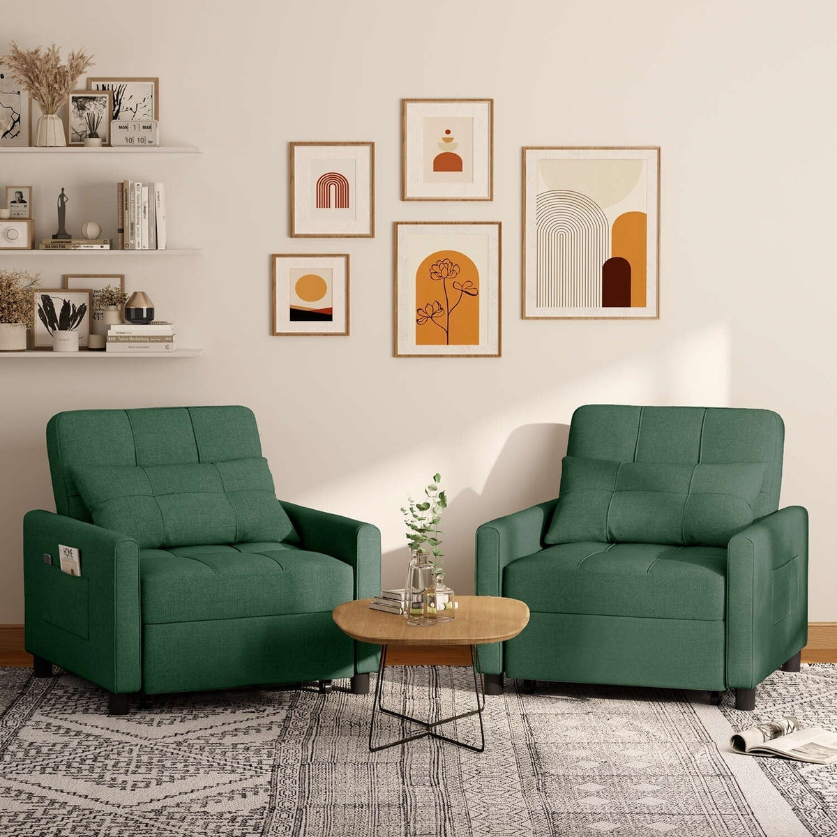 Divano letto trasformabile 3 in 1 con schienale regolabile, poltrona-divano estraibile, letto pieghevole convertibile per soggiorno