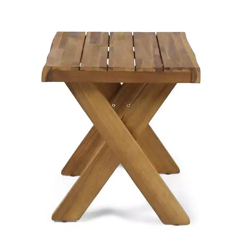 Set da esterno Christopher Knight Home Wino da 3 pezzi in legno di acacia e rattan, con lettino prendisole, cuscino e tavolino a doghe