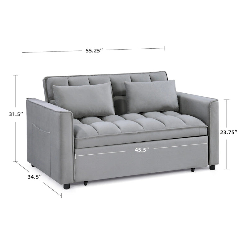 Klassisches ausziehbares, getuftetes und umbaubares Schlafsofa - 55W x 68L x 20H