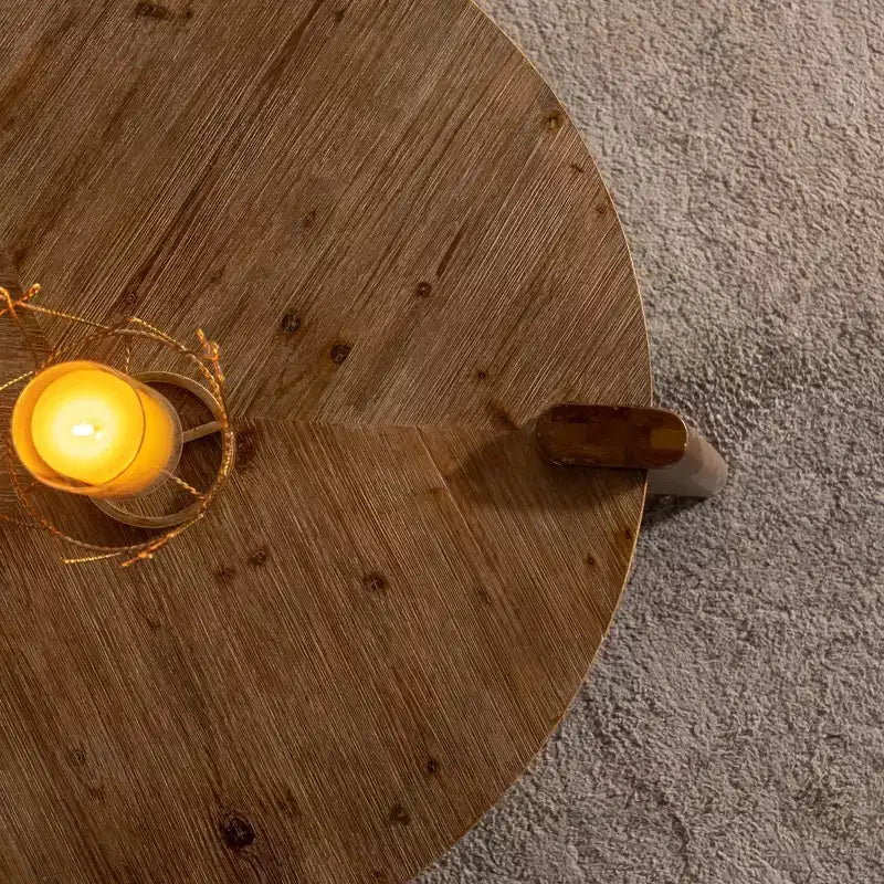 Rustikaler runder Couchtisch aus Holz, natürlicher Beistelltisch - ModernLuxe