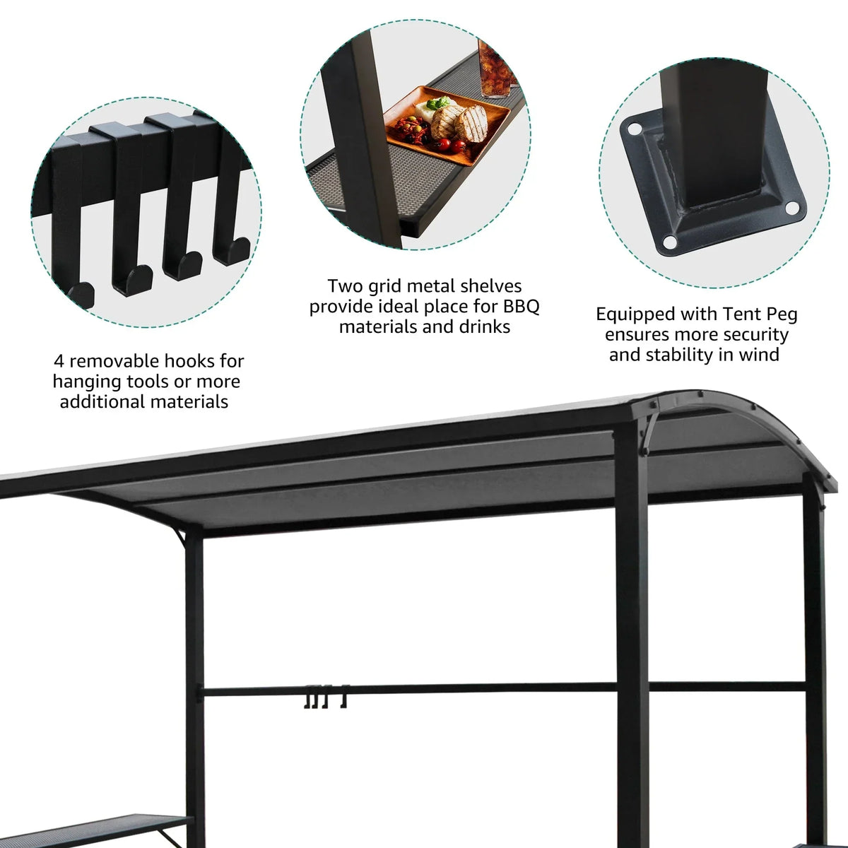Gazebo da esterno per barbecue con telo, telaio in acciaio, 5 ft. x 8 ft.