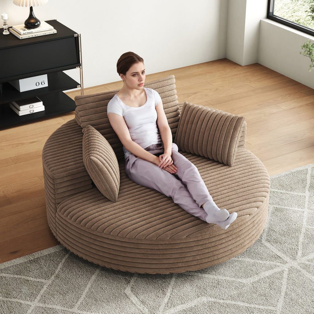 Einzelsessel mit Cord-Chenille-Bezug und Schaumstoffpolsterung, drehbar
