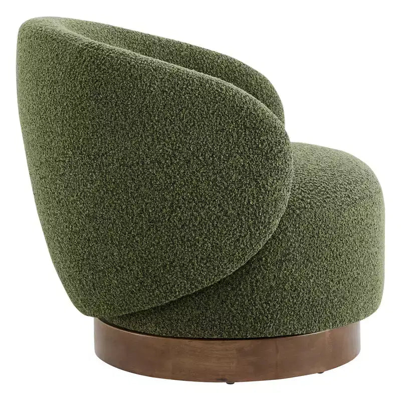 Spruce&Spring gestoffeerde draaibare fauteuil met kuipvormige rugleuning en houten onderstel