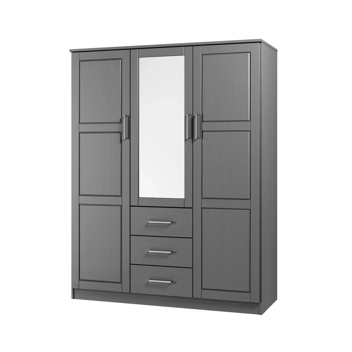 Palace Imports Cosmo Kleiderschrank mit 3 Türen aus 100 % Massivholz und Türen aus Massivholz oder mit Spiegel