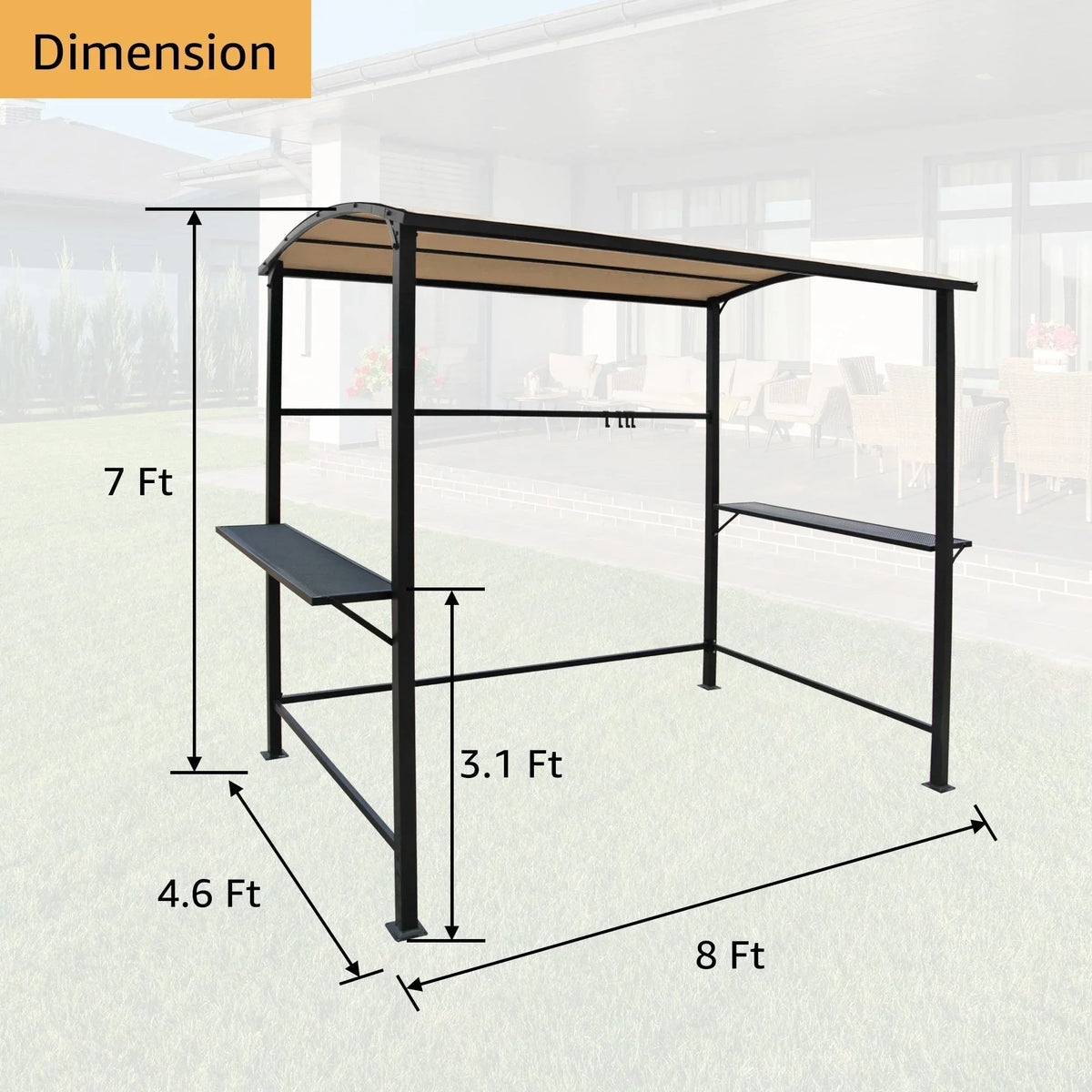 Gazebo da esterno per barbecue con telo, telaio in acciaio, 5 ft. x 8 ft.