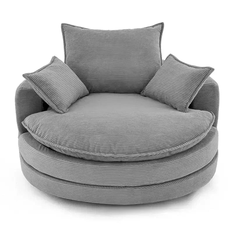 Fauteuil d’appoint pivotant à 360°, fauteuil tonneau rond pivotant avec coussin pour le salon