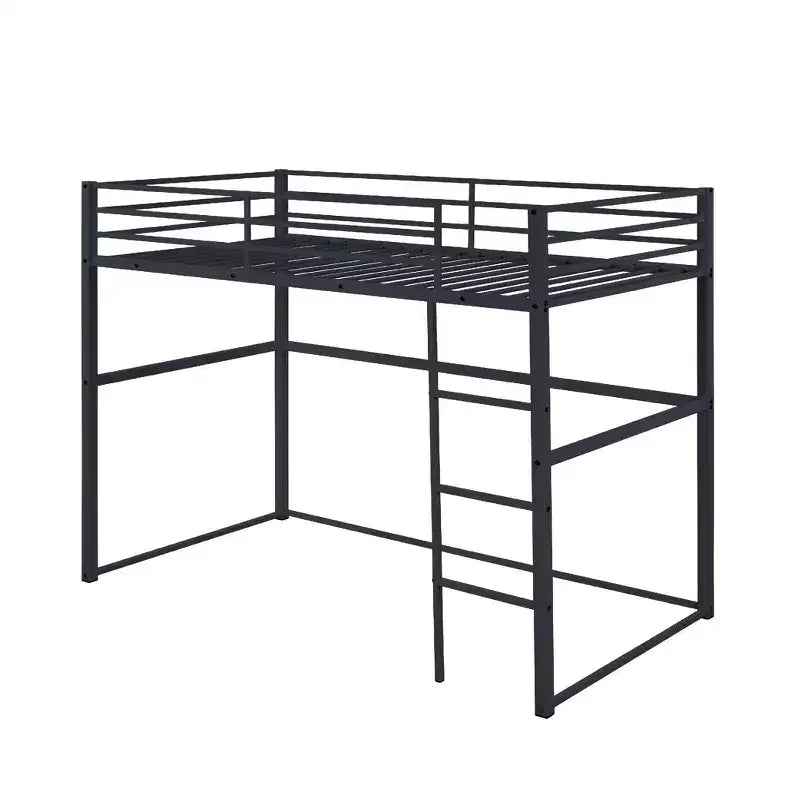 Lit mezzanine métallique simple avec barrières de sécurité et échelle plate