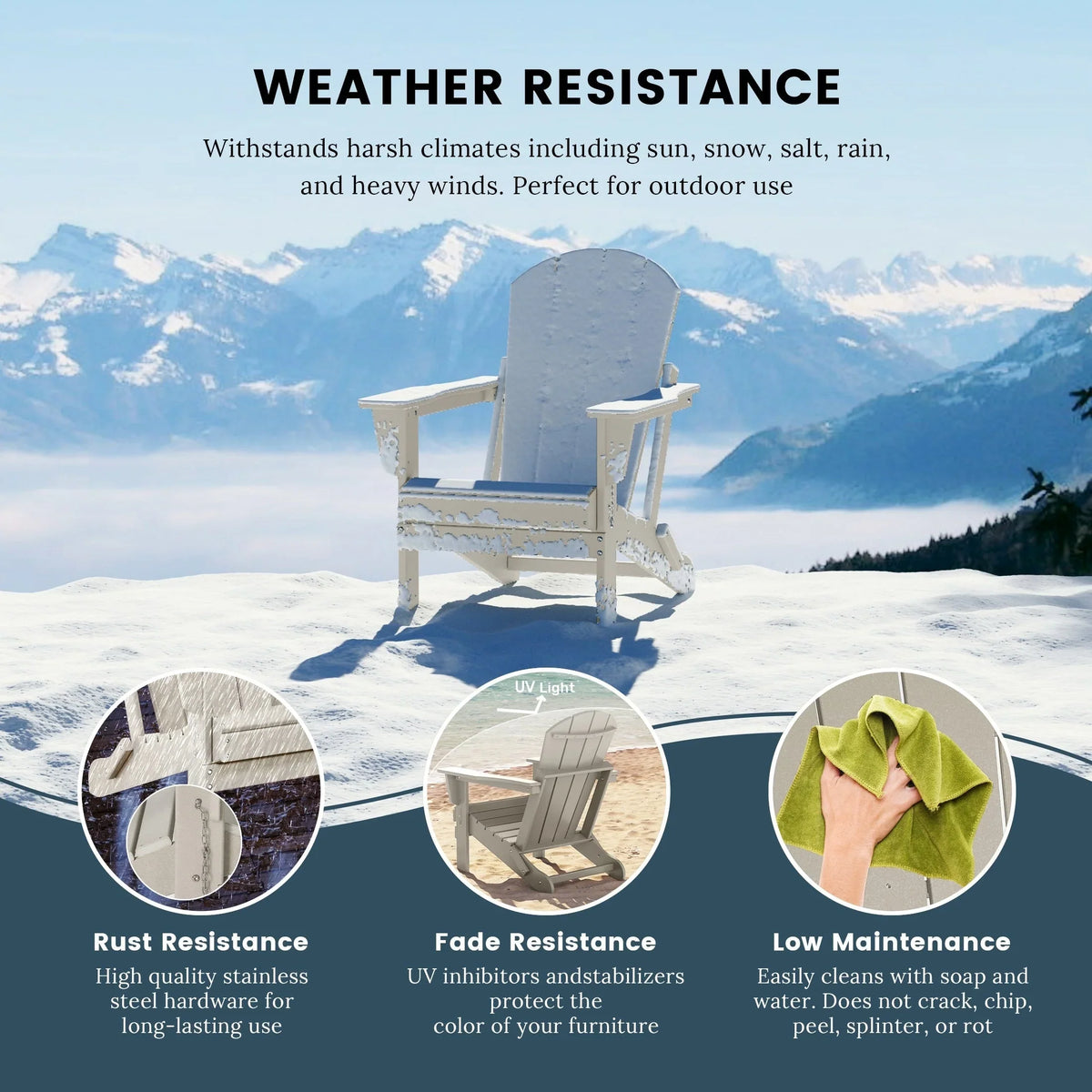 Polytrends Laguna Adirondack-Klappstuhl für die Terrasse, lichtecht und wetterbeständig
