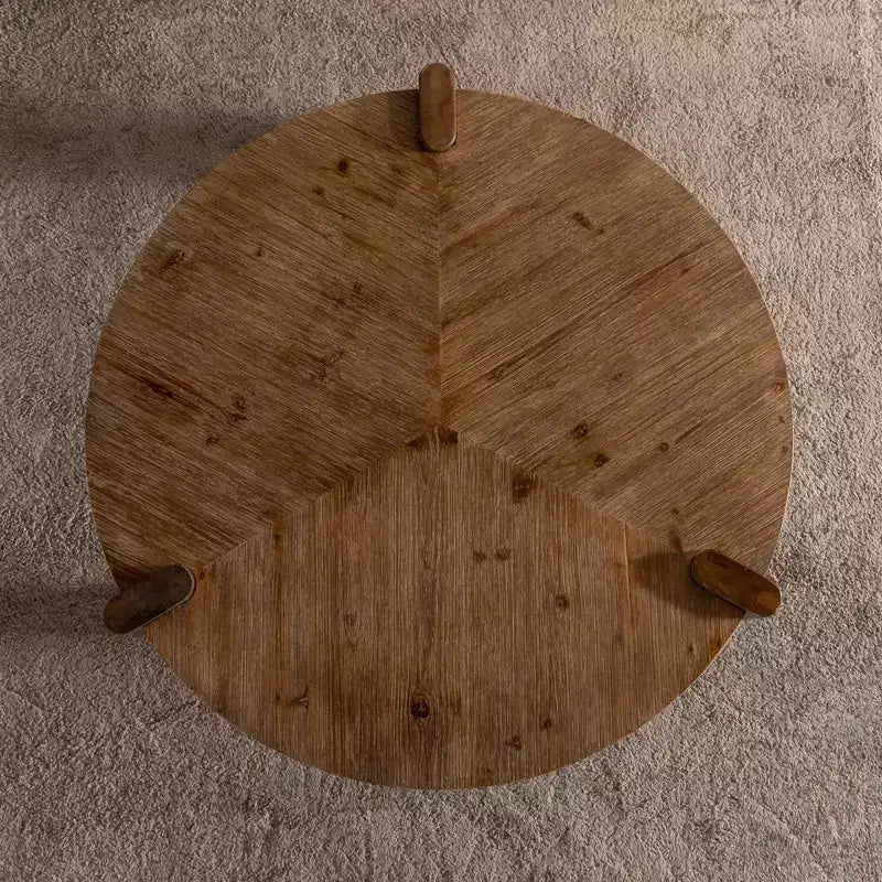 Rustikaler runder Couchtisch aus Holz, natürlicher Beistelltisch - ModernLuxe