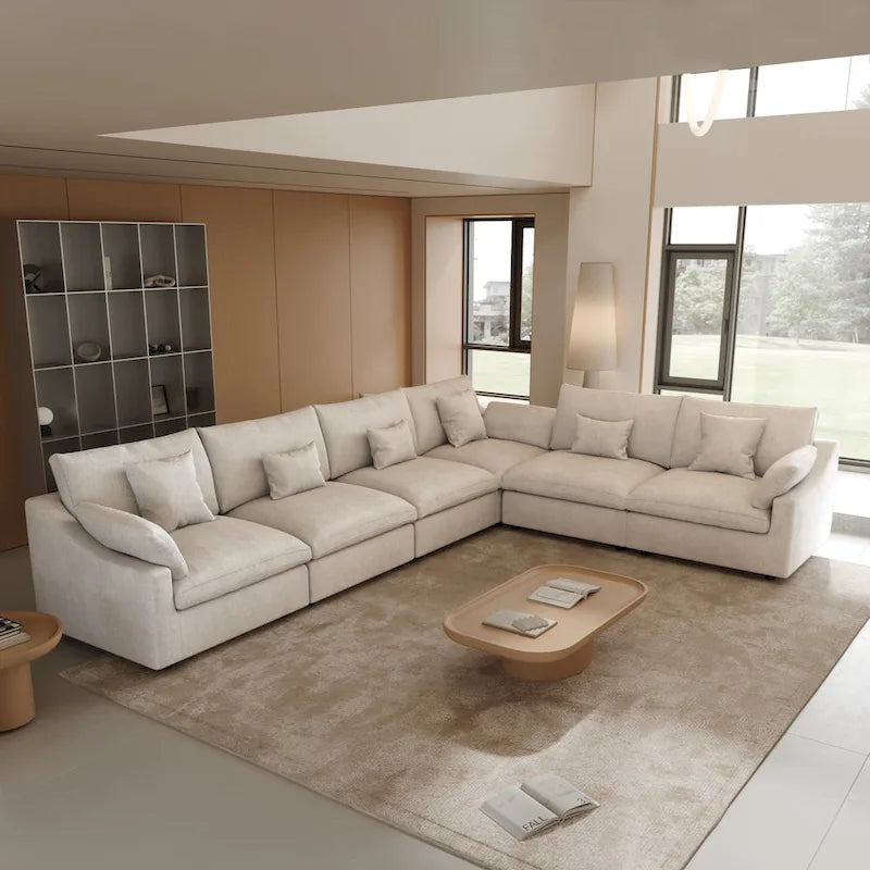 Großes Ecksofa aus Leinen für das Wohnzimmer