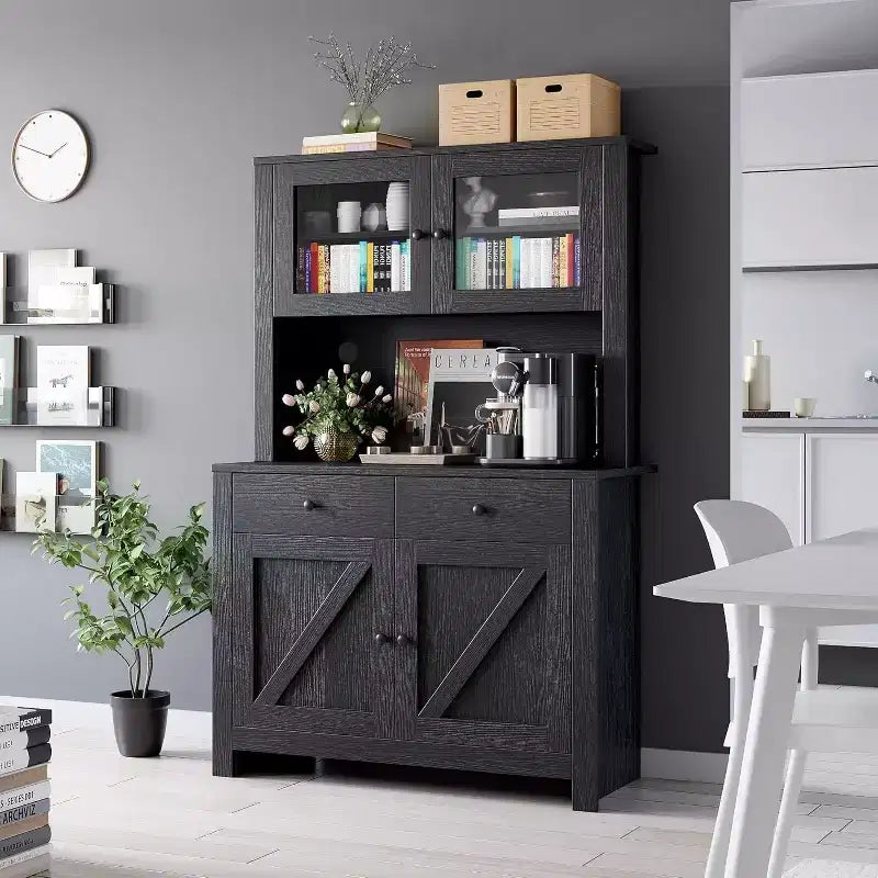 Dispensa da cucina con supporto per microonde, mobile a credenza con buffet e ripiani regolabili, per cucina e sala da pranzo
