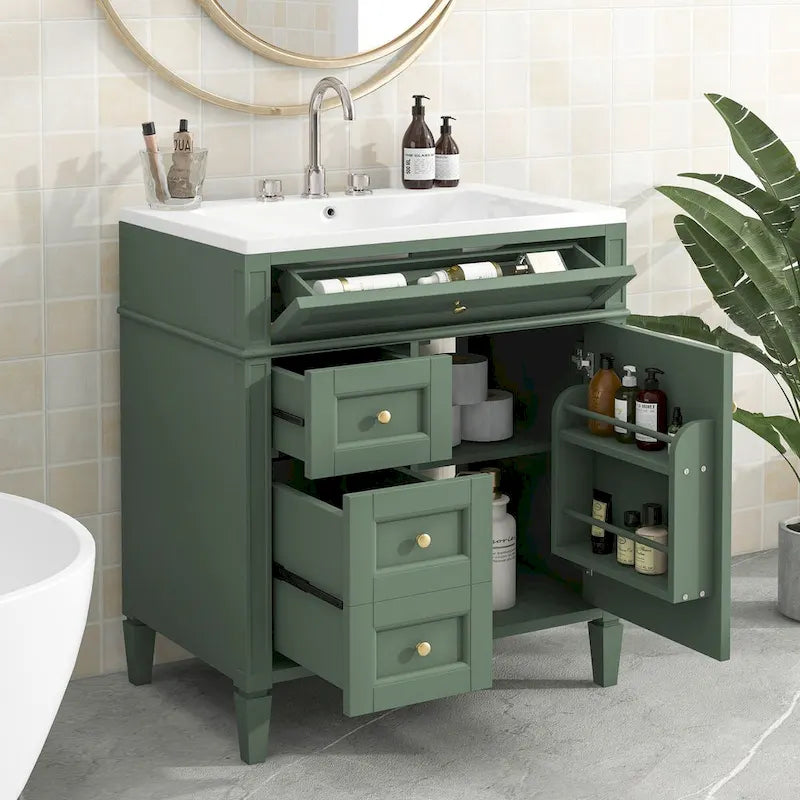 Bad-Waschtischunterschrank mit oberem Waschbecken und Auszugsschublade
