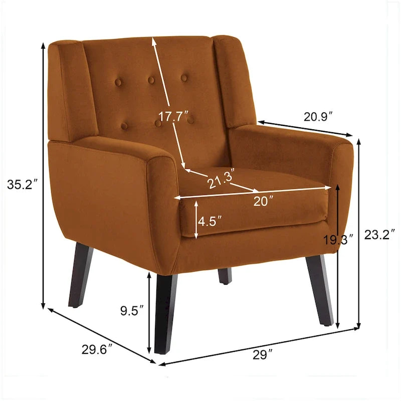 Ensemble de 2 fauteuils d’appoint rembourrés en velours pour le salon