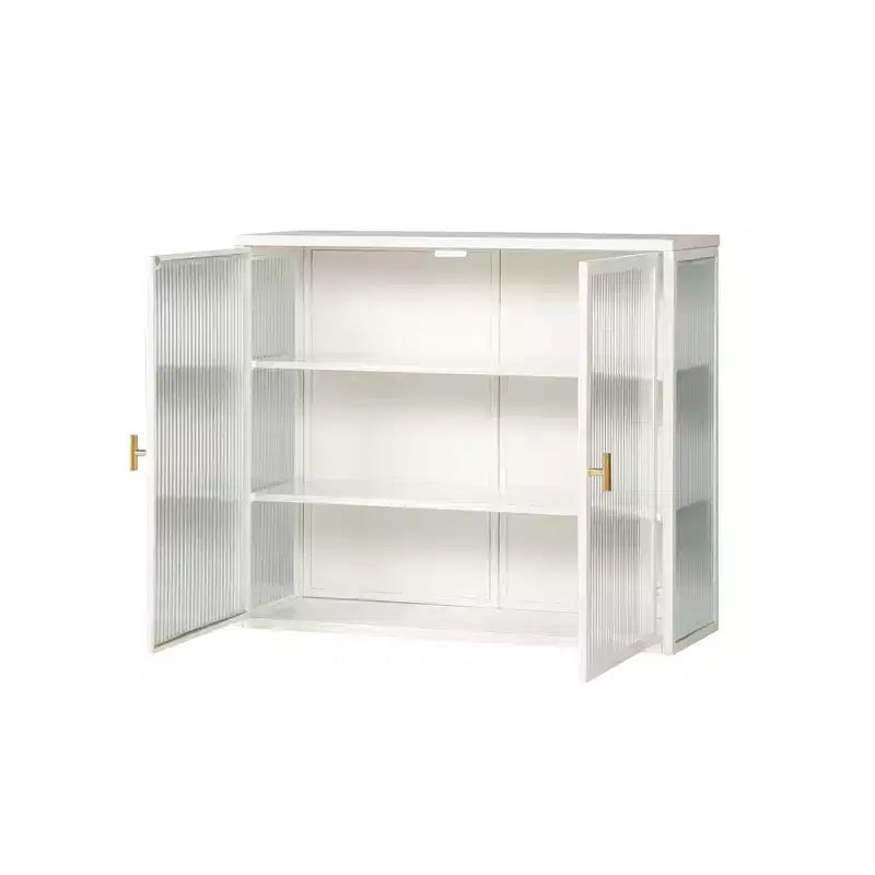 Okak moderner Hängeschrank mit 2 Türen, 3 Ebenen und Glastüren für Eingangsbereich/Esszimmer/Wohnzimmer/Küche