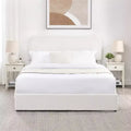 Lit moderne grand format queen en tissu bouclé avec tiroirs de rangement