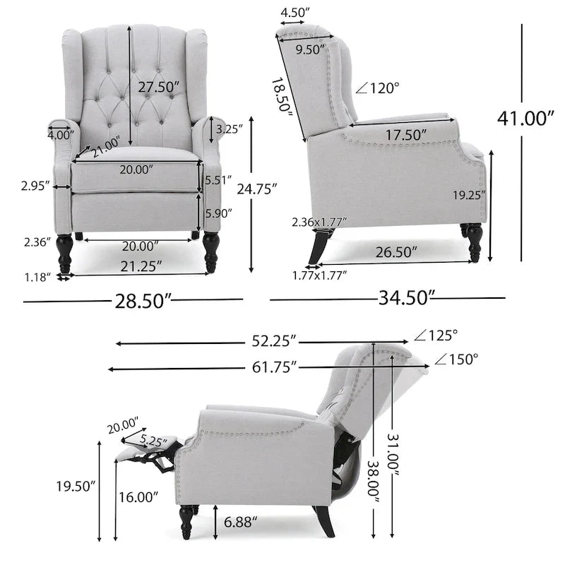 Fauteuils inclinables en tissu capitonné Walter (ensemble de 2) par Christopher Knight Home