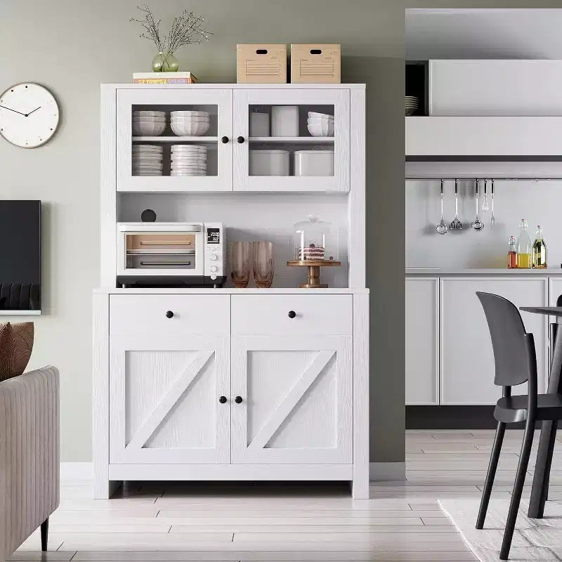 Dispensa da cucina con supporto per microonde, mobile a credenza con buffet e ripiani regolabili, per cucina e sala da pranzo