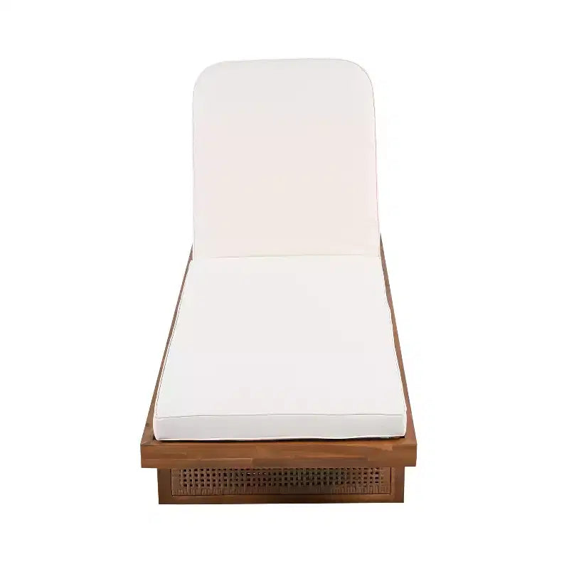 Set da esterno Christopher Knight Home Wino da 3 pezzi in legno di acacia e rattan, con lettino prendisole, cuscino e tavolino a doghe