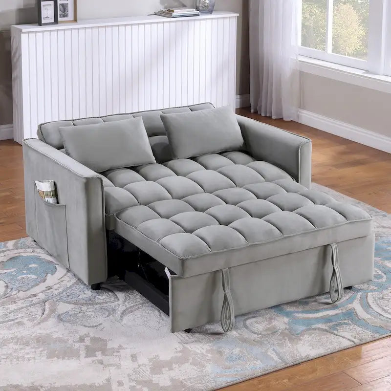 Klassisches ausziehbares, getuftetes und umbaubares Schlafsofa - 55W x 68L x 20H