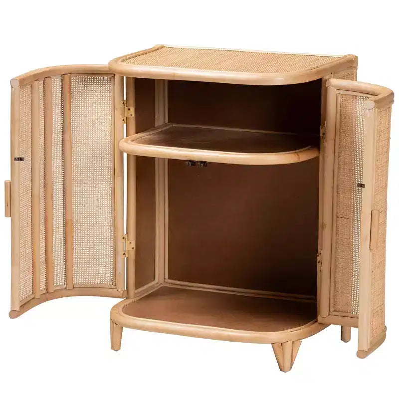 Meuble de rangement en rotin naturel bali & pari Yanka : fait main, 2 étagères, style bohème