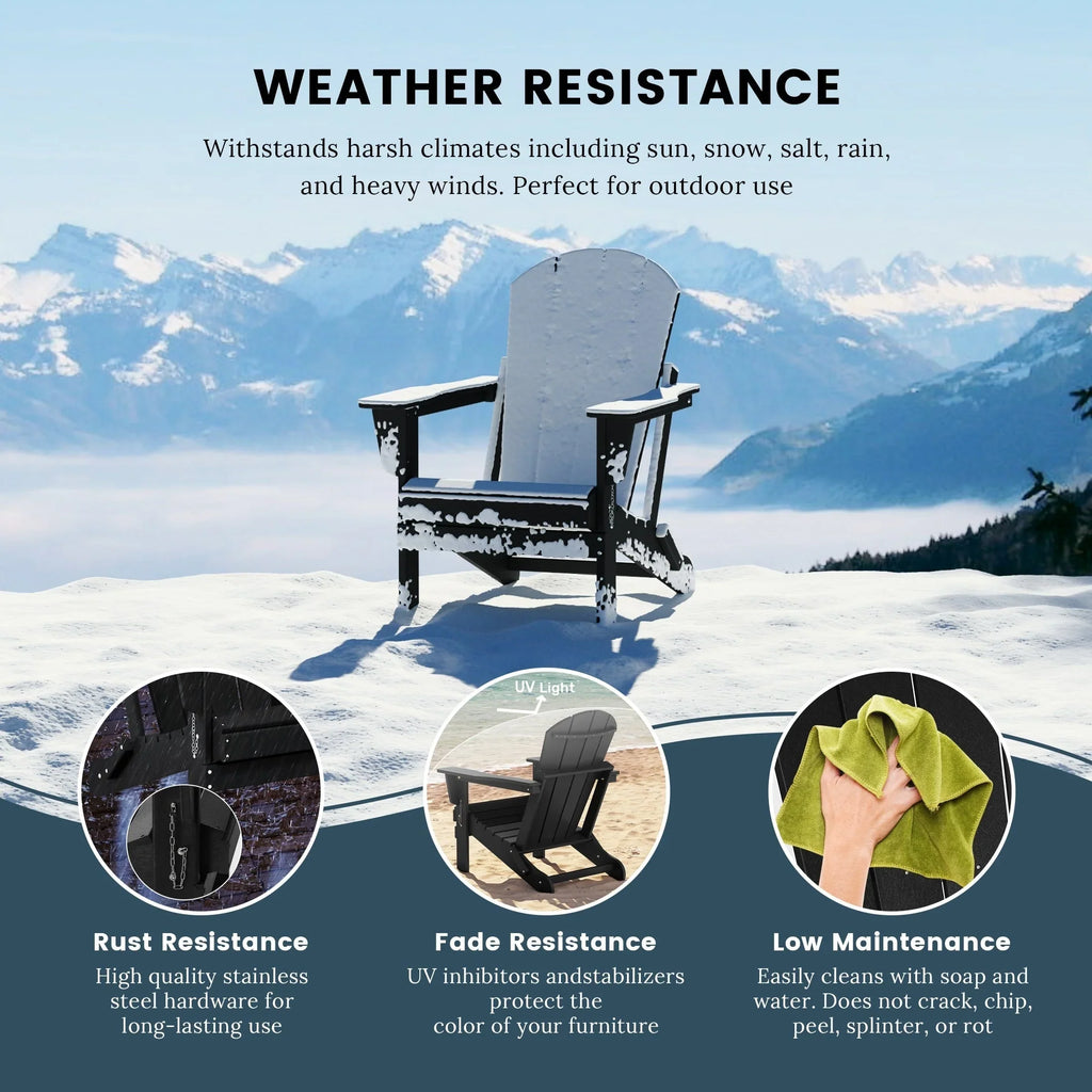 Polytrends Laguna Adirondack-Klappstuhl für die Terrasse, lichtecht und wetterbeständig