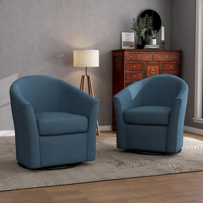 Set van 2 moderne gestoffeerde draaibare kuipstoelen voor de woonkamer