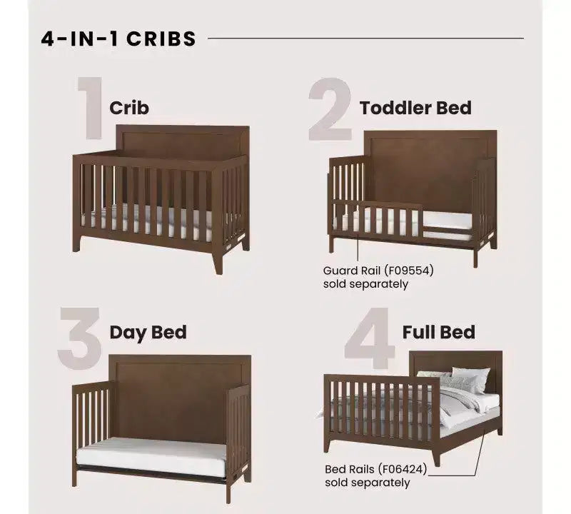 Child Craft Kieran Kinderzimmer-Set, 3-teilig, mit Babybett, Kommode und Schubladenkommode; einschließlich 4-in-1 umbaubarem Babybett