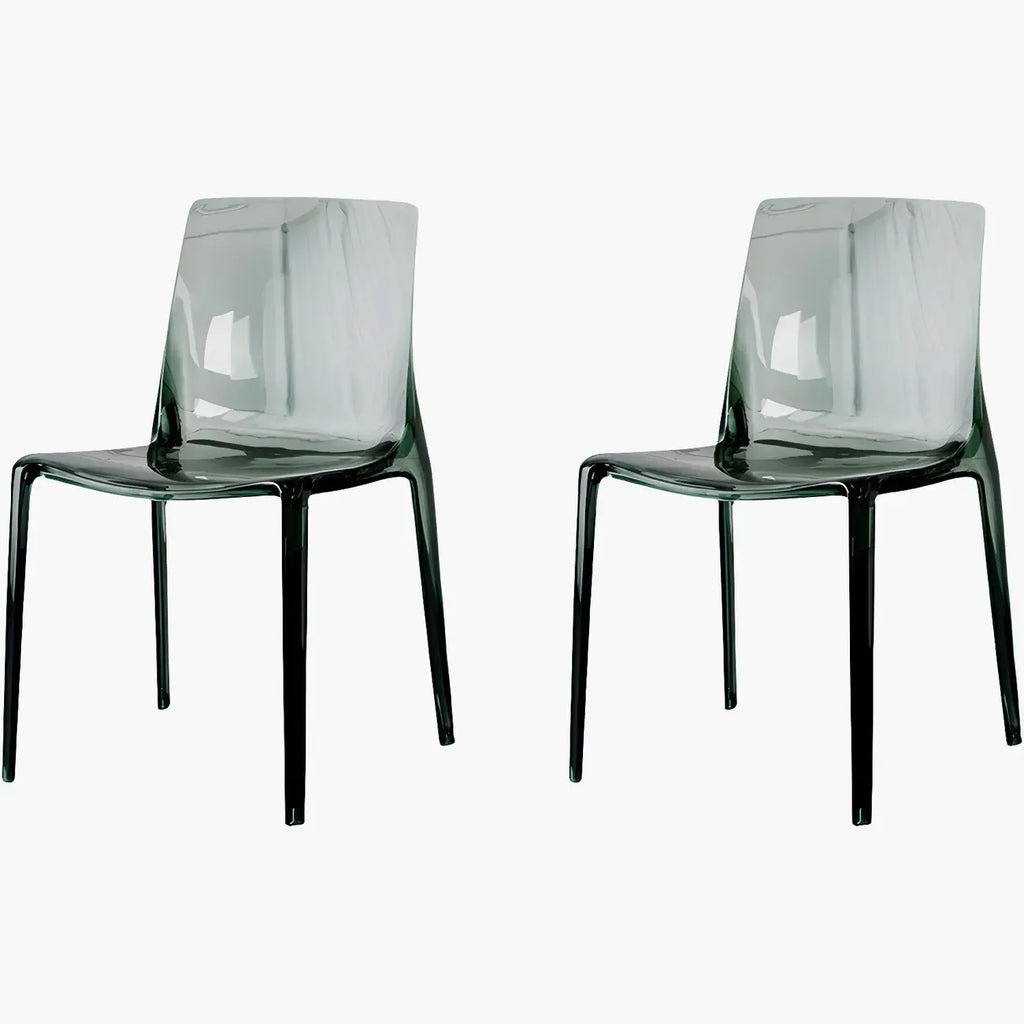 Chaise de salle à manger ambre en acrylique, sans accoudoirs et à dossier bas
