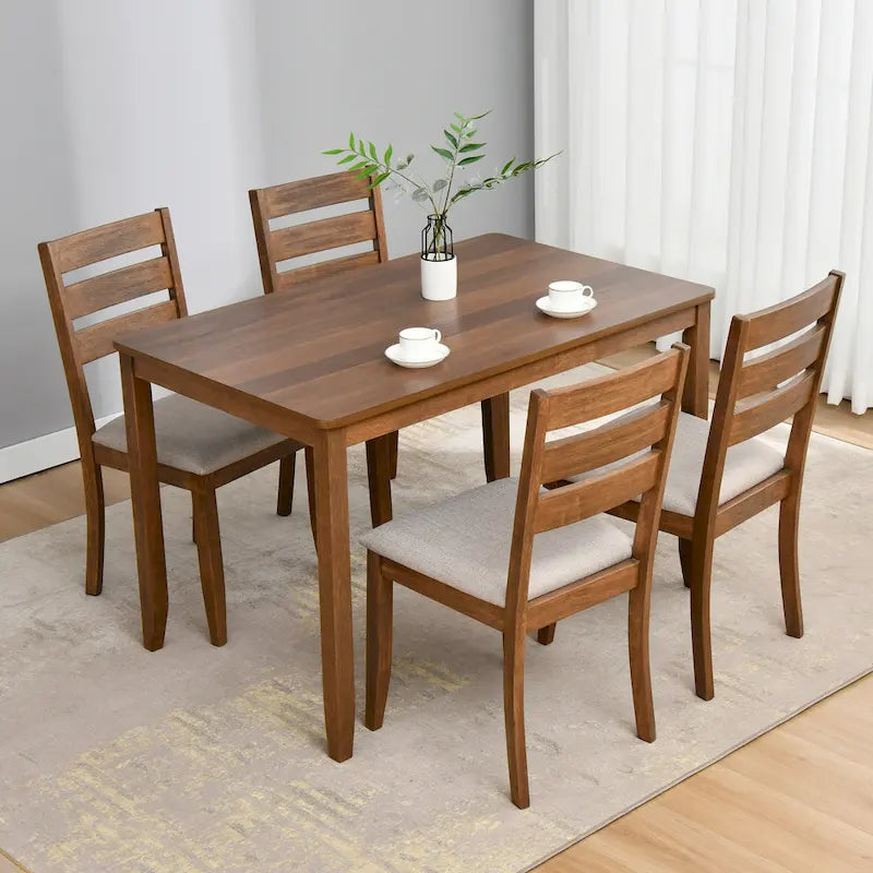 Set van 4 houten eetkamerstoelen met spijlenrugleuning