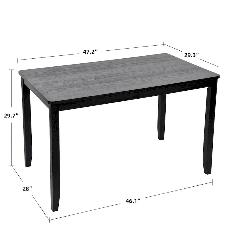 5-teiliges Esszimmer-Set aus Massivholz, 47L (1 Tisch + 4 Stühle mit Sprossenlehne)