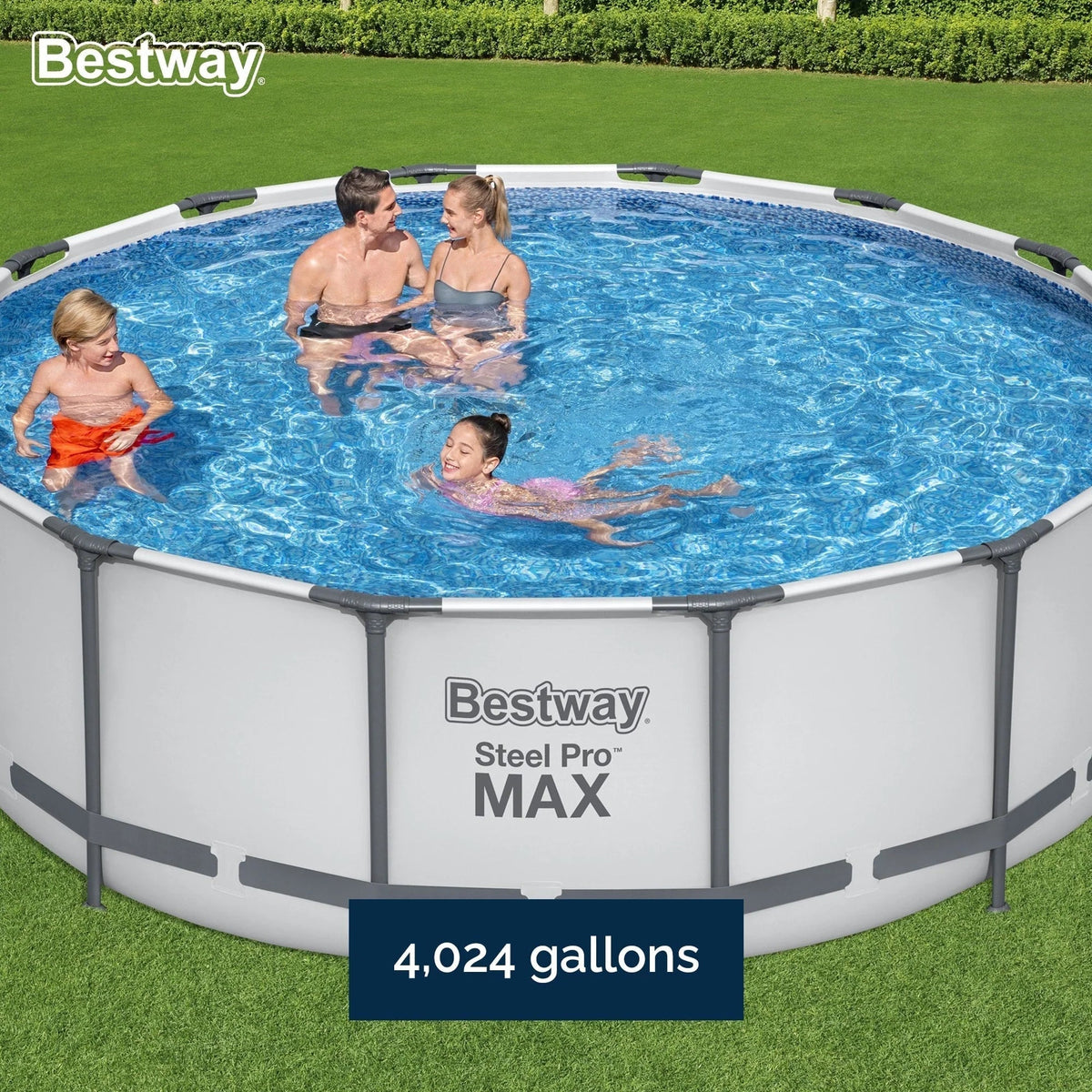 Rond bovengronds zwembad Bestway Steel Pro MAX met pomp en afdekzeil