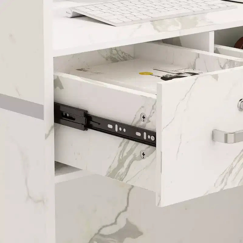 Bureau d'accueil en forme de L Famapy, poste de travail multifonctionnel