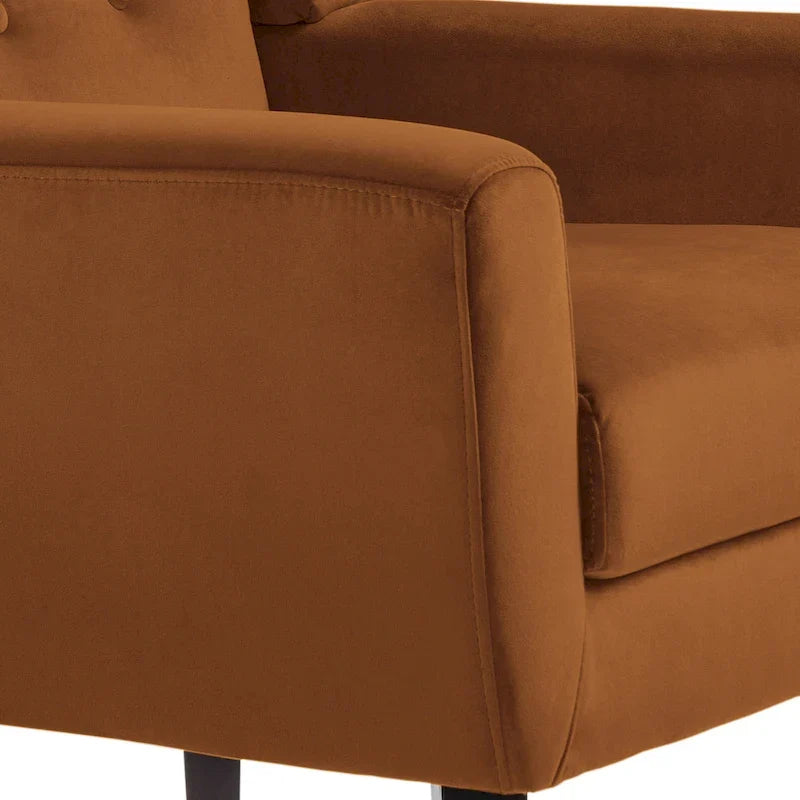 Ensemble de 2 fauteuils d’appoint rembourrés en velours pour le salon