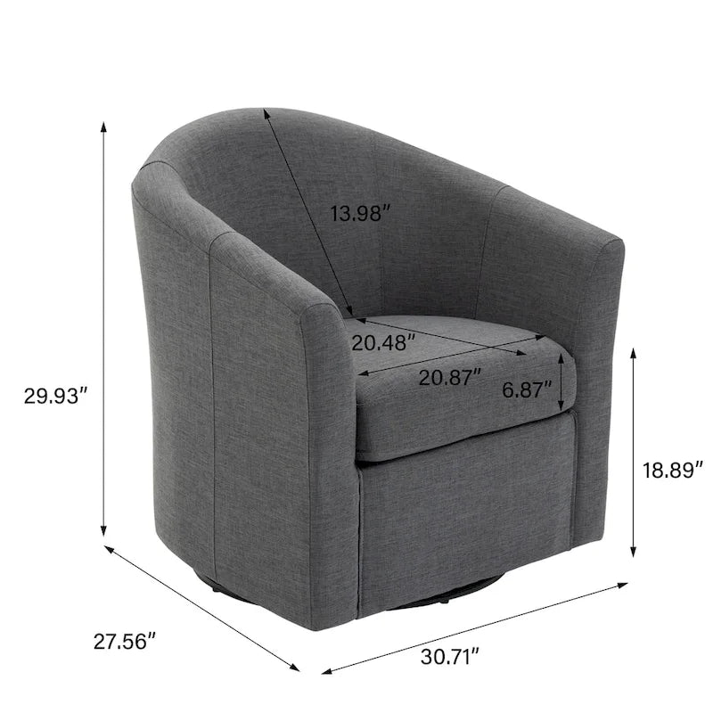 Set van 2 moderne gestoffeerde draaibare kuipstoelen voor de woonkamer