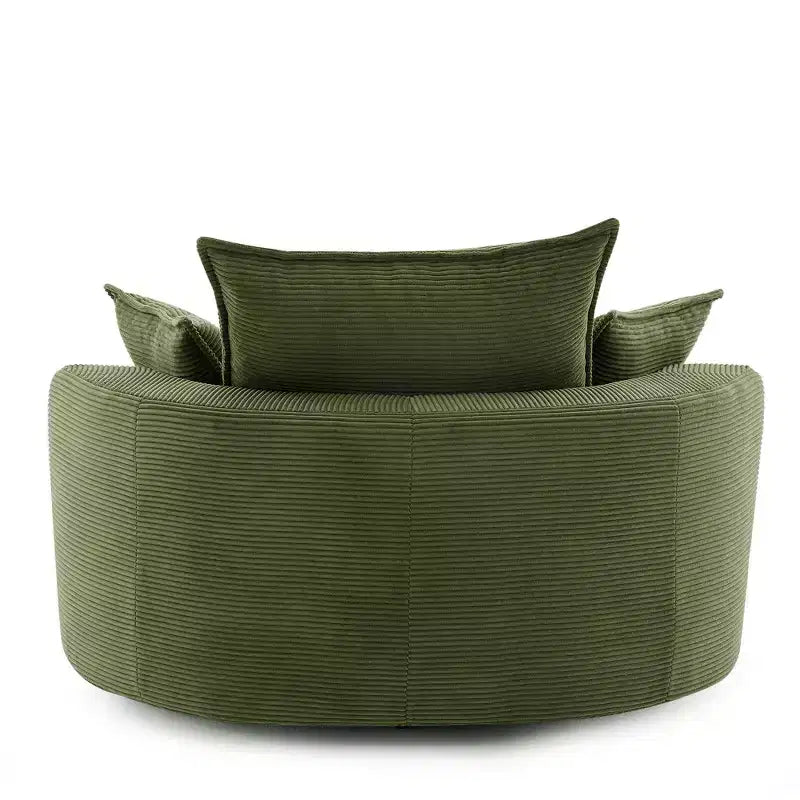 Fauteuil d’appoint pivotant à 360°, fauteuil tonneau rond pivotant avec coussin pour le salon