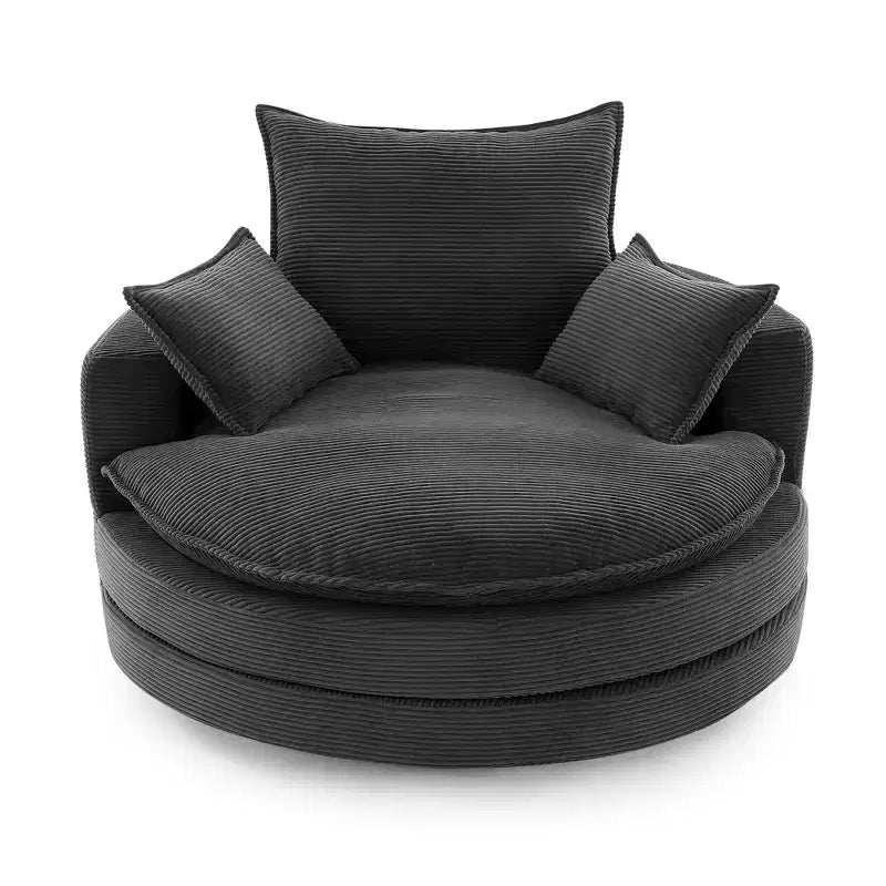 Fauteuil d’appoint pivotant à 360°, fauteuil tonneau rond pivotant avec coussin pour le salon