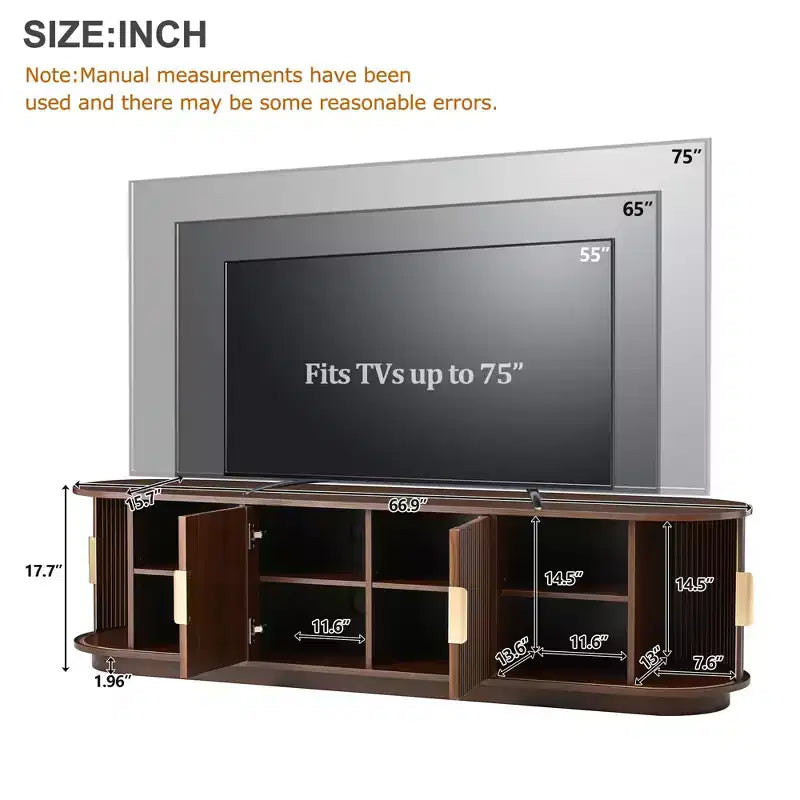 GDFStudio Roy TV-Schrank im Landhausstil aus Holz mit Schiebetür und verstellbarem Stauraum