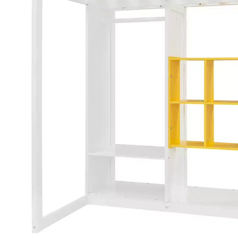Kinder-Hochbett mit Kleiderschrank und Regalen, Holz-Hochbettrahmen mit Stauraumschrank für Kinder und Jugendliche
