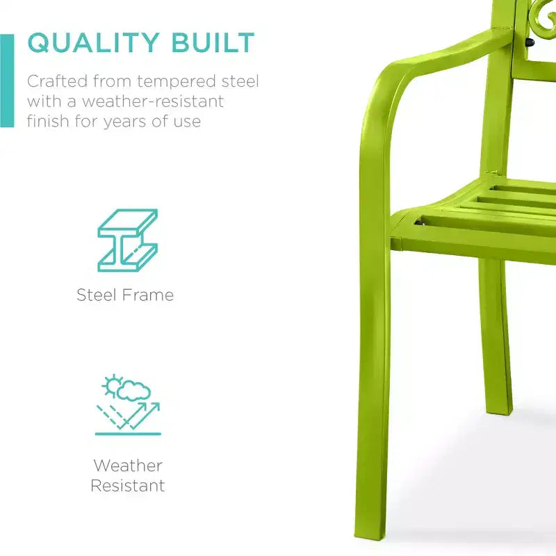 Best Choice Products Gartenbank aus Stahl für Terrasse und Veranda mit floral gestaltetem Rückenteil