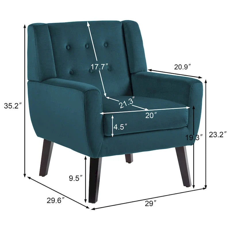 Ensemble de 2 fauteuils d’appoint rembourrés en velours pour le salon