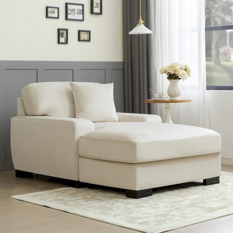 Modernes übergroßes Chaiselongue-Schlafsofa im Mid-Century-Stil mit Kissen