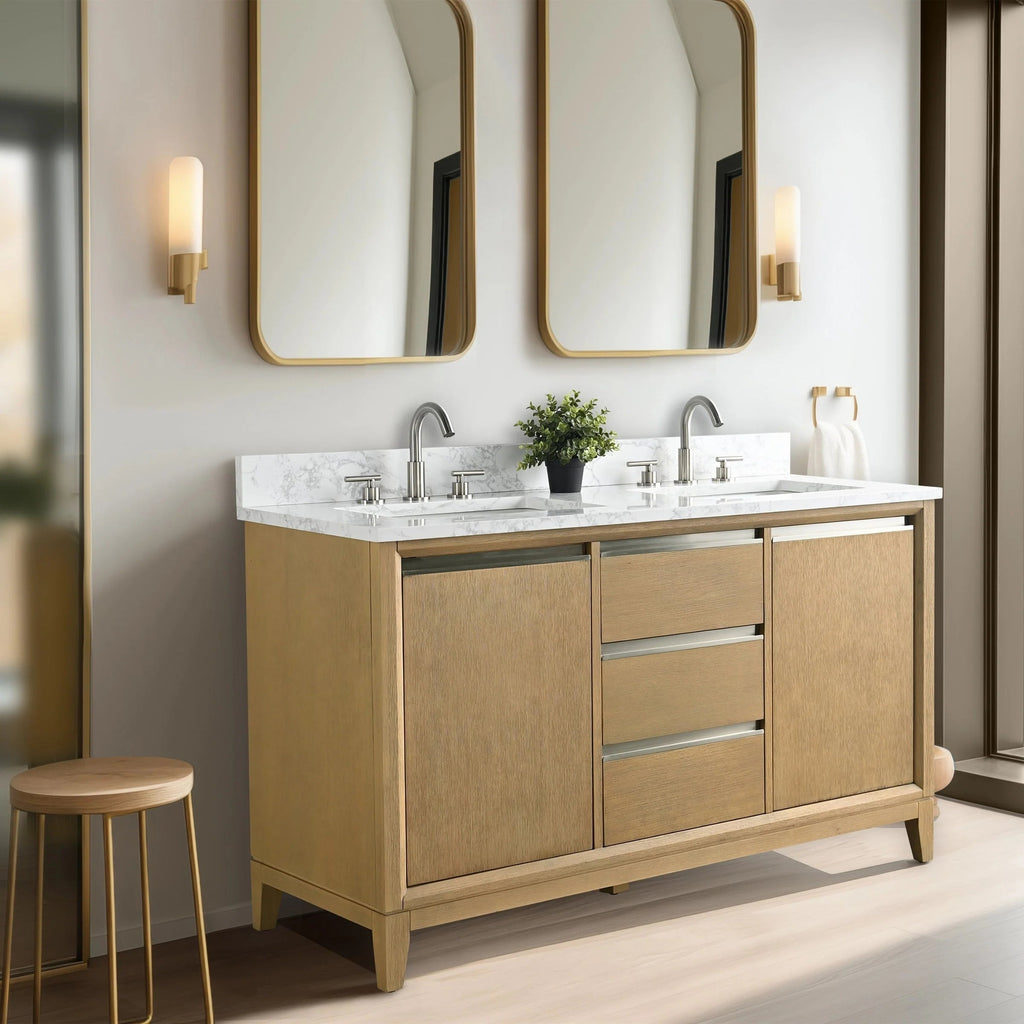 Meuble-lavabo de salle de bain Vanity Art avec lavabo en céramique et comptoir en marbre reconstitué