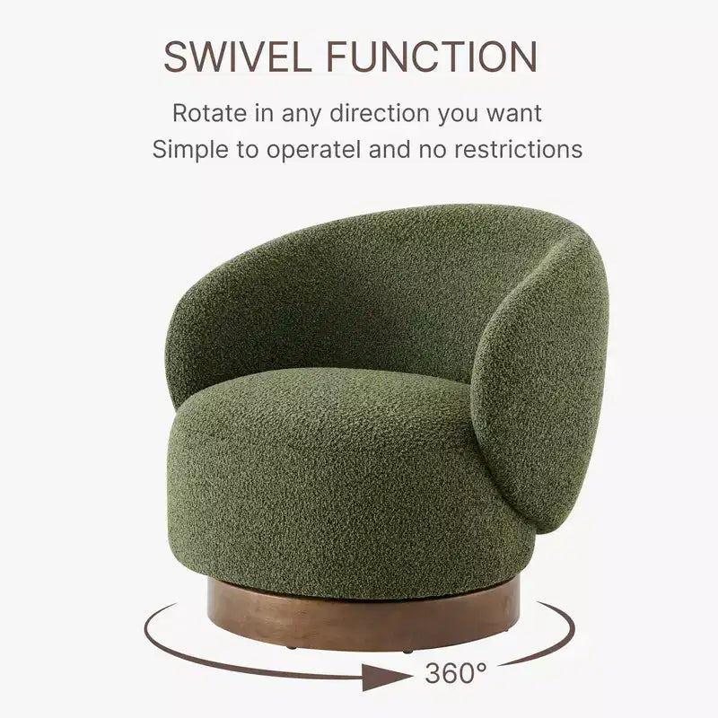 Spruce&Spring gestoffeerde draaibare fauteuil met kuipvormige rugleuning en houten onderstel