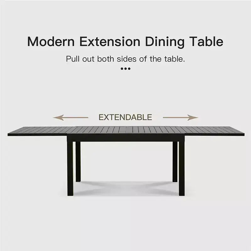 Table à manger Okak en aluminium pour patio, extensible, pour salle à manger et cuisine
