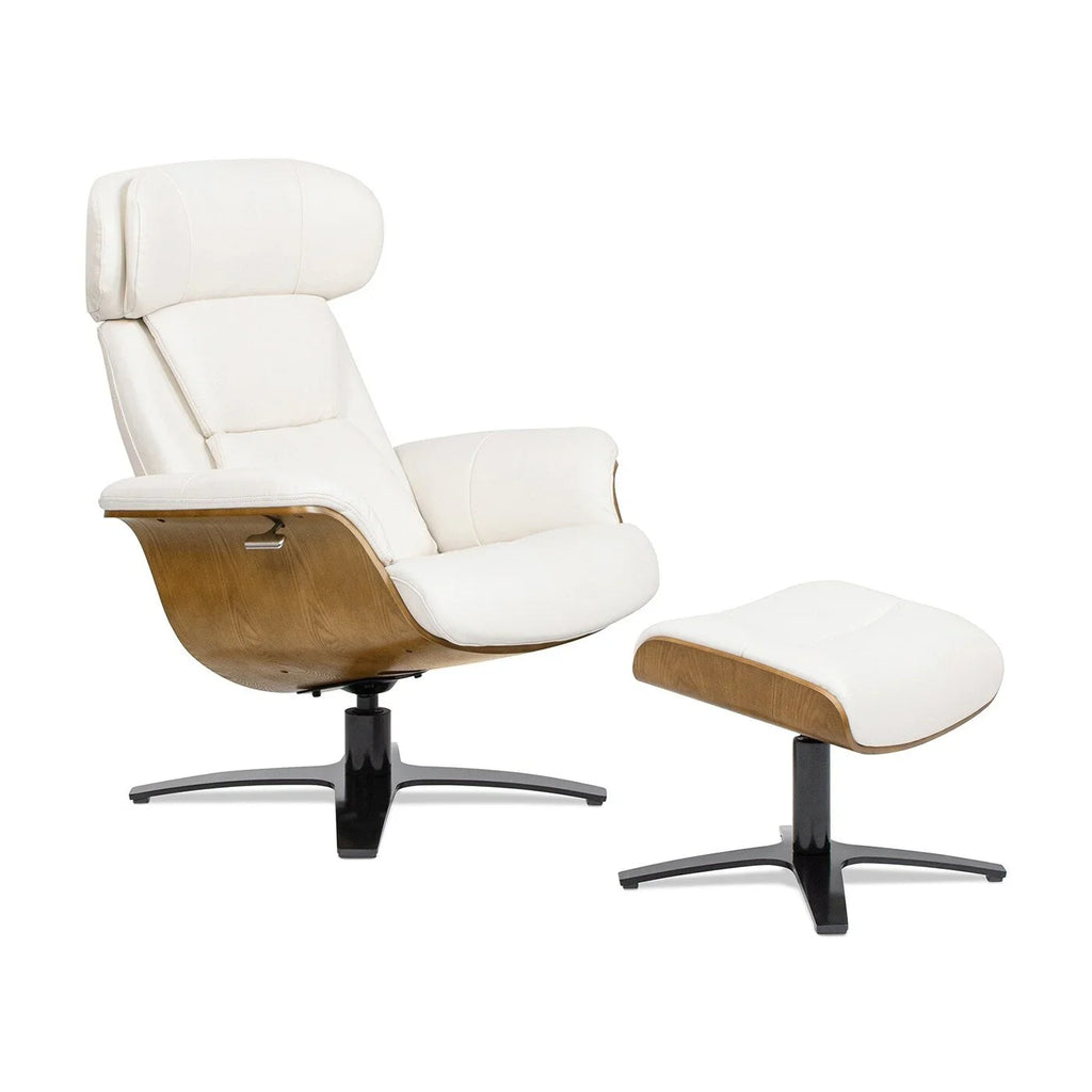 Fauteuil inclinable Jovan de 31.5 en cuir véritable avec ottoman